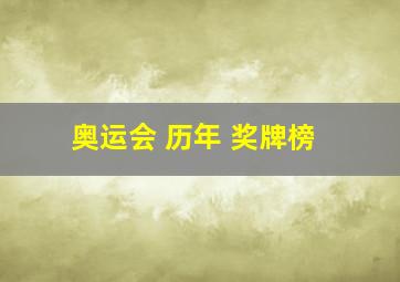 奥运会 历年 奖牌榜